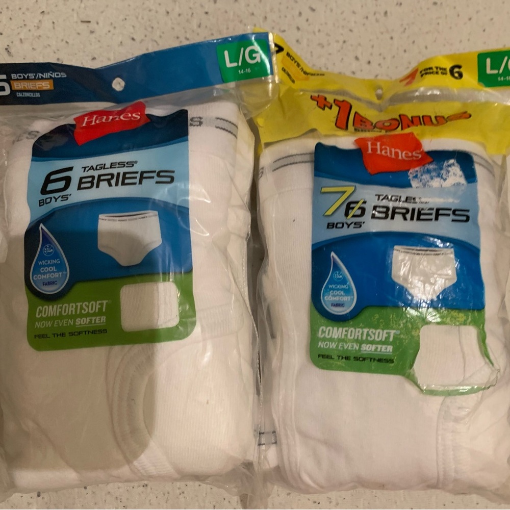 Hanes Boys' Tagless Briefs in White
